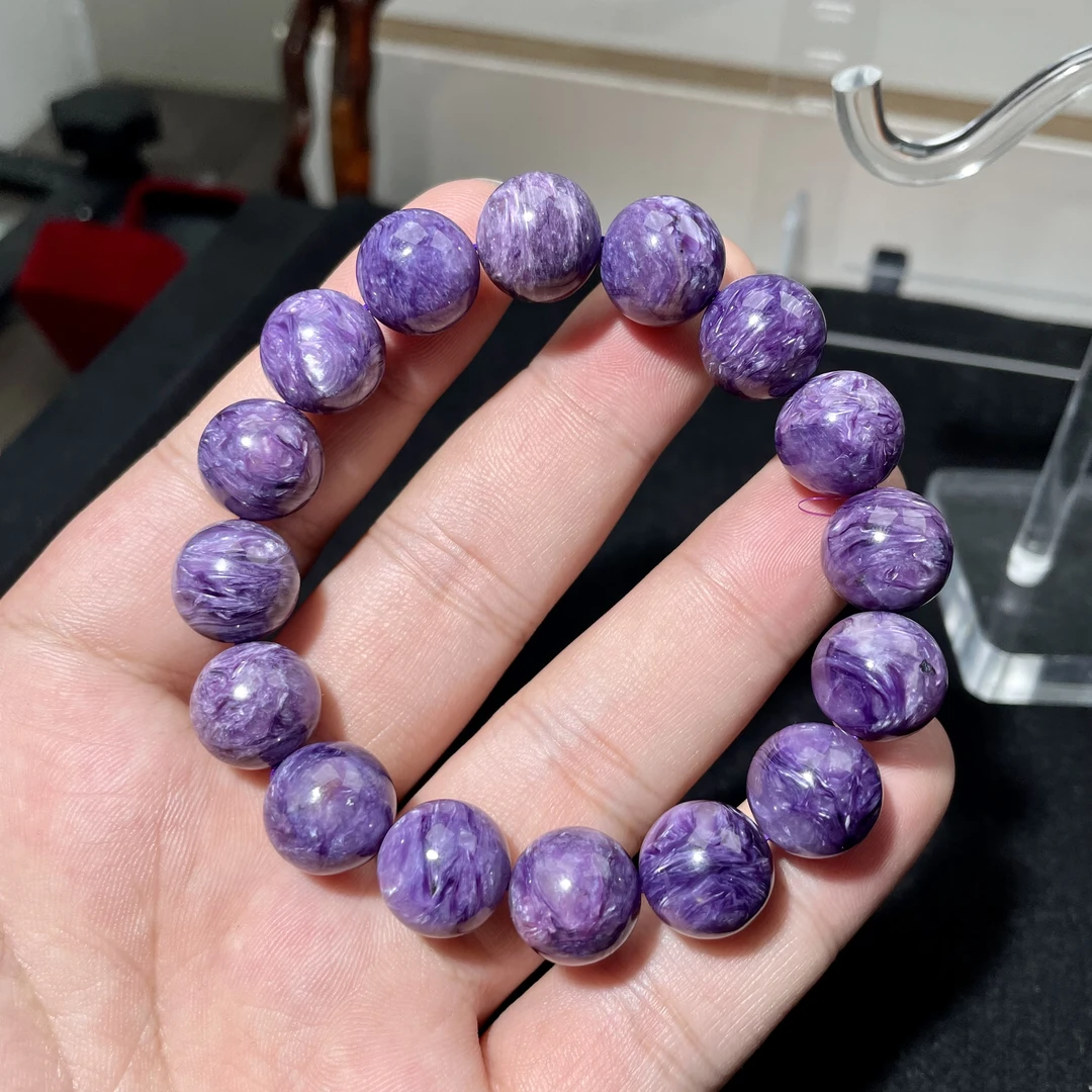高品玉化猫眼料紫龙晶手串13mm KT24110413