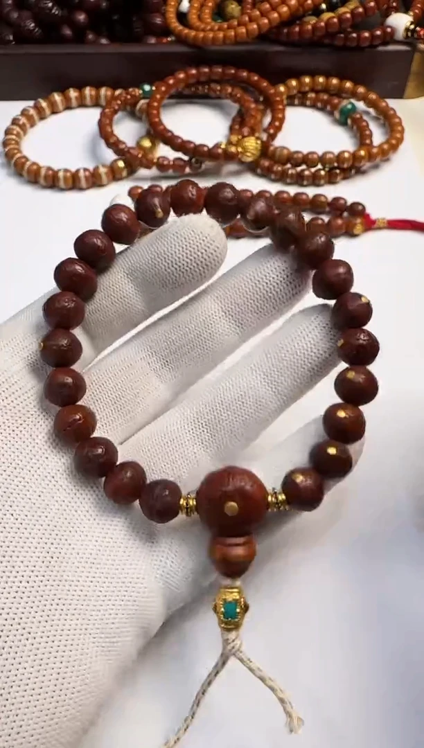 【闪购商品】菩提手串足金镶嵌凤眼菩提手串0012341