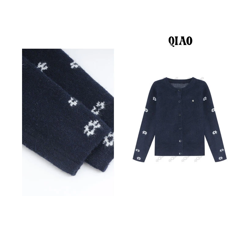 QXQT「雪花绵绵」荞荞冬季新款费尔岛刺绣雪花羊毛毛衣针织衫