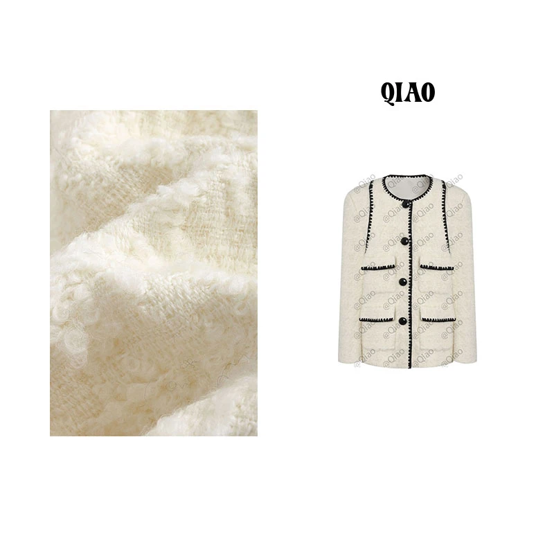 QXQT「白日初雪」荞荞冬季新款法式小香风羊毛外套