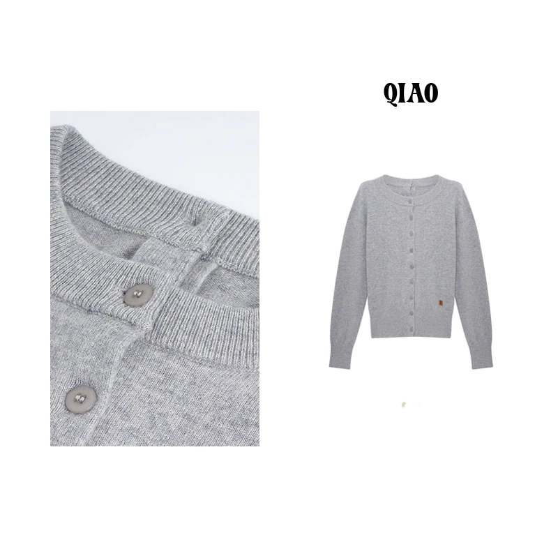 QXQT「极简韵调」【店主自制】荞荞秋冬新款纯色百搭长袖针织衫