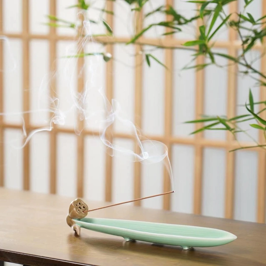 宝馫香局【竹叶莲蓬】青瓷禅意线香香插