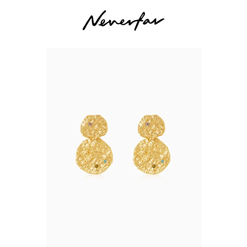 neverfar 铜合金耳饰 敦煌联名系列可拆卸圆盘耳环双圆片一款多戴