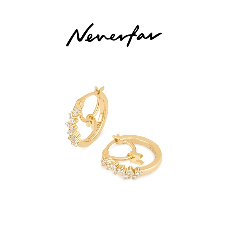 neverfar 铜合金耳饰 「梦想之门」N字圆形耳环925银小众设计