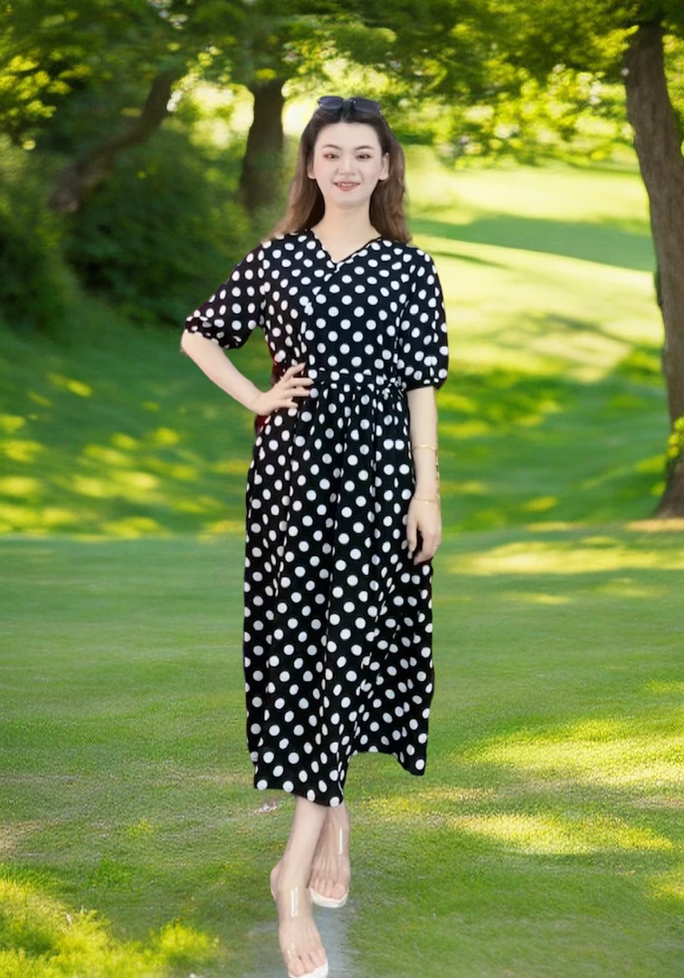 九儿新款波点夏季上新时尚大气显高显瘦连衣裙9063红色