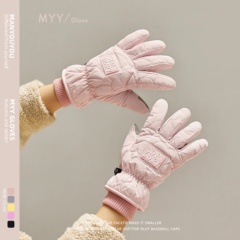 棉手套女冬季新款加绒加厚保暖防风寒骑行电瓶车玩雪防泼水可触屏