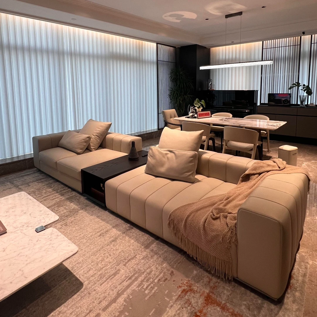 新思图意式极简钢琴键沙发可定制尺寸颜色别墅大平层设计师沙发