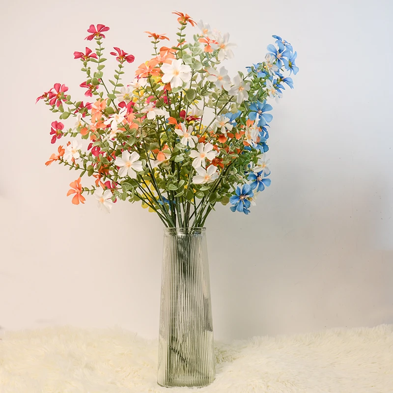 【小野菊】6支混色装田园小野花仿真花假花干花花束蓝色大花香槟色