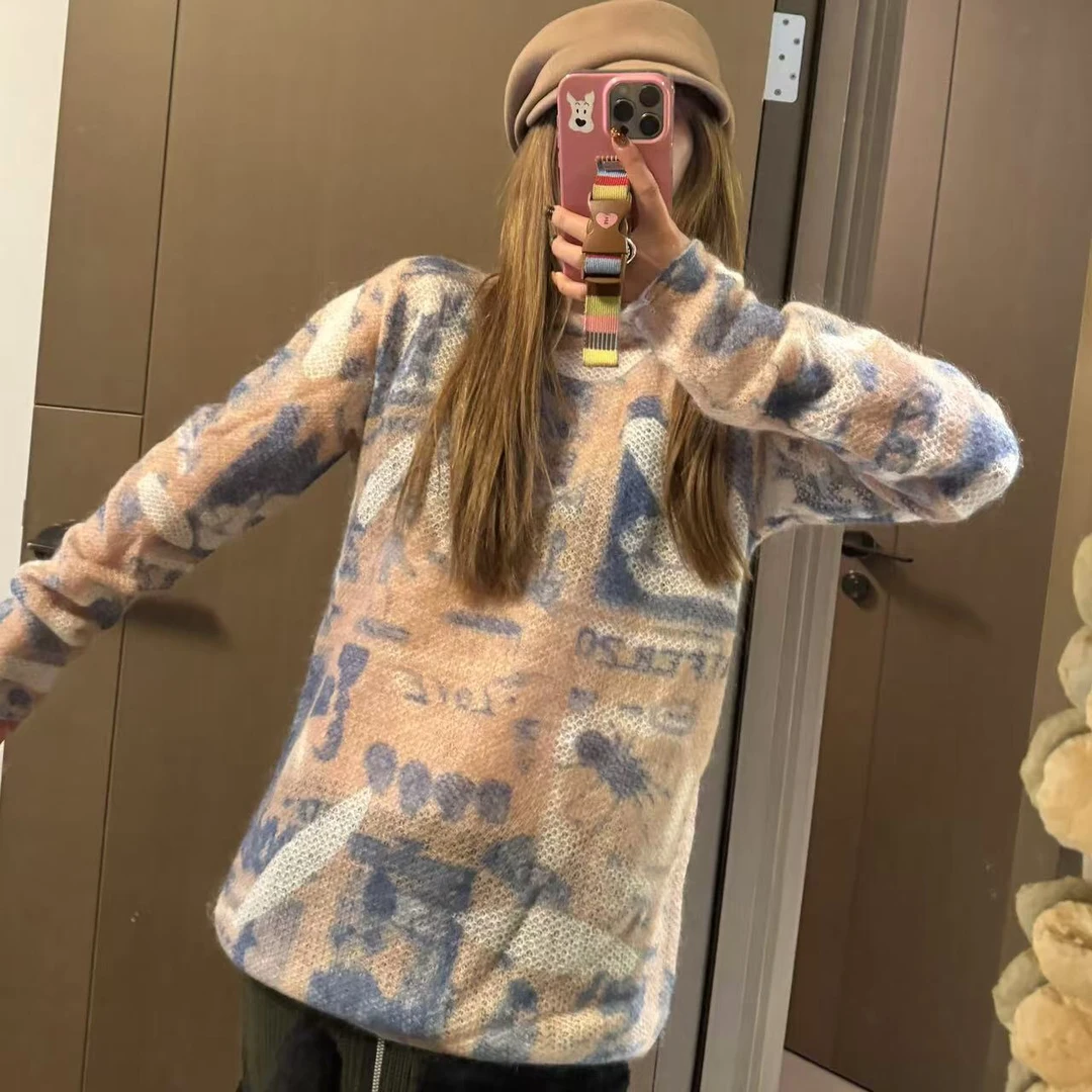 童趣涂鸦ins风针织衫