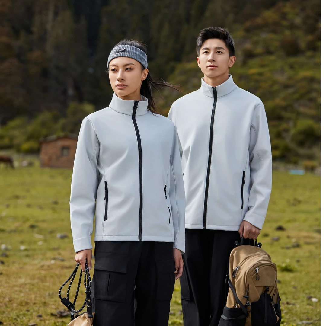 2407户外软壳加绒冲锋夹克春季女款防风保暖运动防风旅游男士