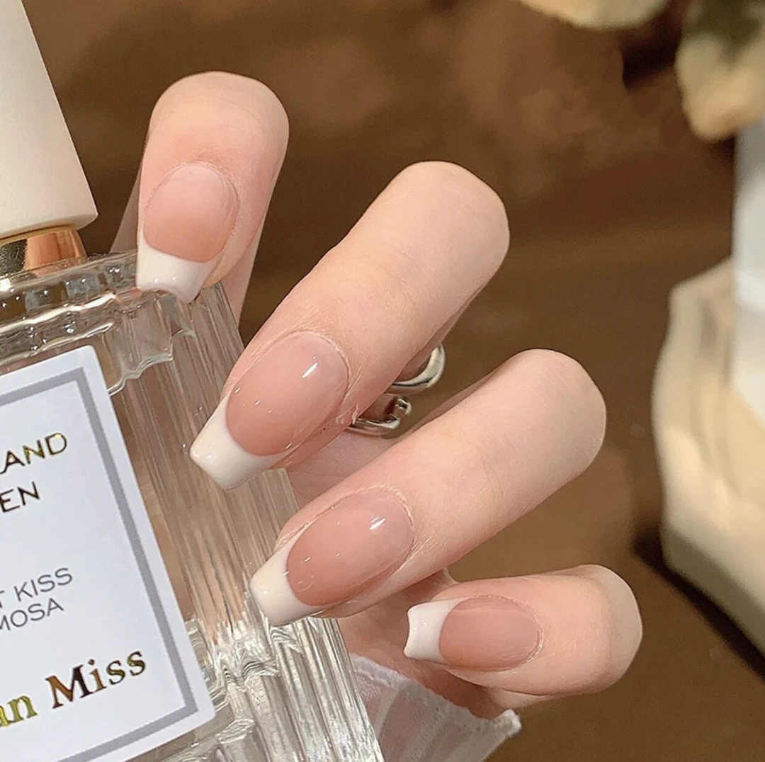 【法式渐变】新款纯手工穿戴甲裸色简约穿戴式美甲贴片短款显白百搭