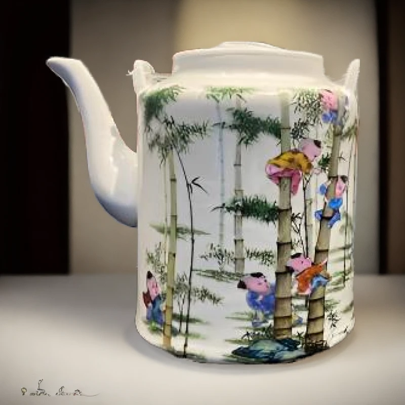 景德镇节节高大号茶壶瓷器家居中式老式陶瓷茶壶提梁壶水壶陶瓷壶