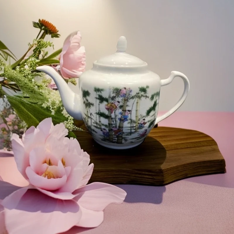 景德镇节节高四合壶茶壶瓷器家居中式博古架老式陶瓷茶壶