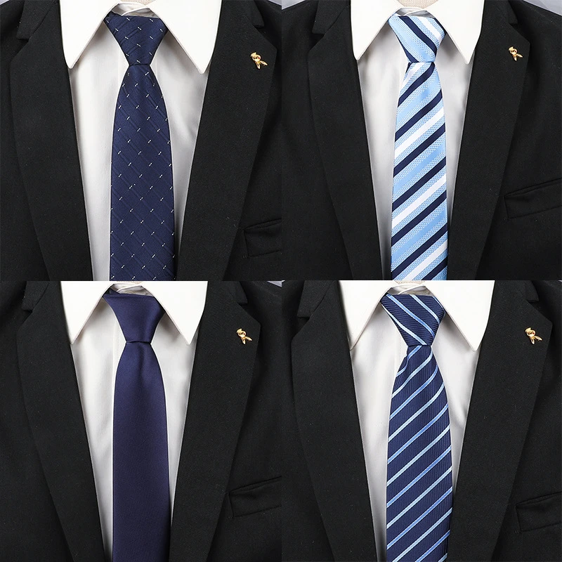男士正装商务蓝色条纹高档时尚拉链潮流学生上班工作伴郎红色领带