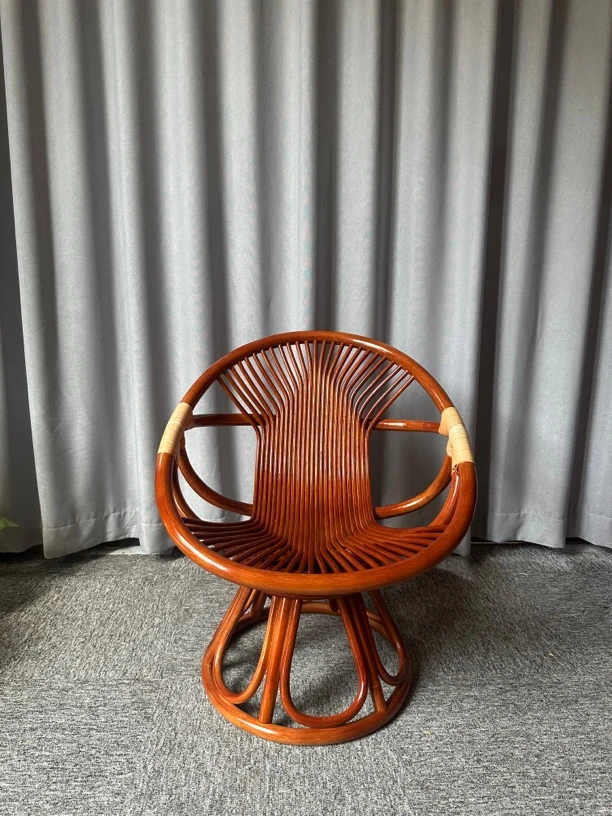 藤编椅子靠背椅休闲椅客厅卧室书房阳台简约时尚印尼马腦藤转椅