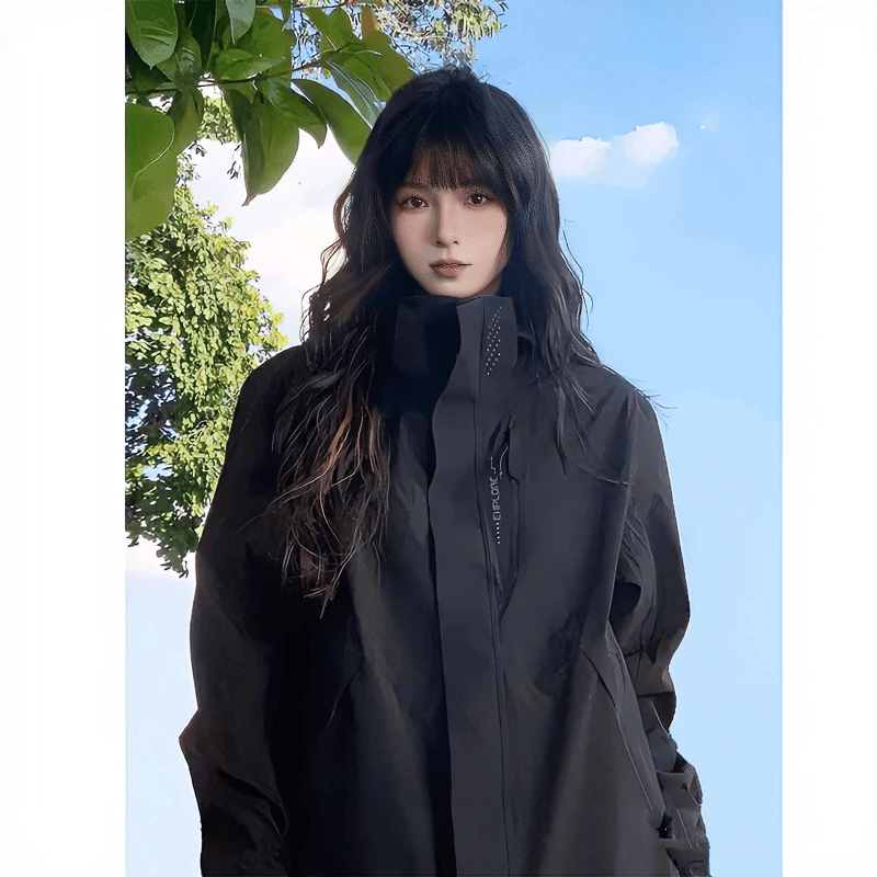 春秋新款户外冲锋衣男女防风休闲薄款登山服户外运动情侣款夹克衫