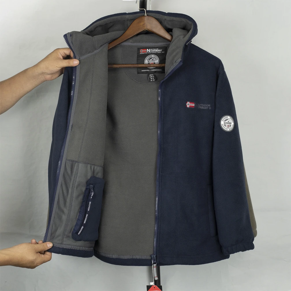 出口挪威外贸摇粒绒外套加绒加厚户外双层高密男士秋冬新款抓绒衣