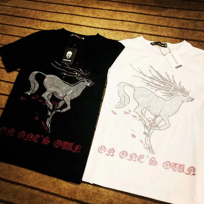 烫钻短袖百搭处理 孤E潮流情侣休闲