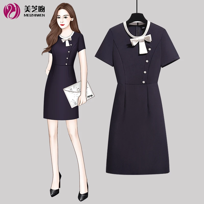 职业连衣裙2025夏季新款显瘦气质女神范酒店前台迎宾工作服女夏装