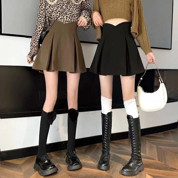 【超模姐姐】3280/3281微胖mm显瘦毛呢半身裙厚款超高腰收腰长短裙