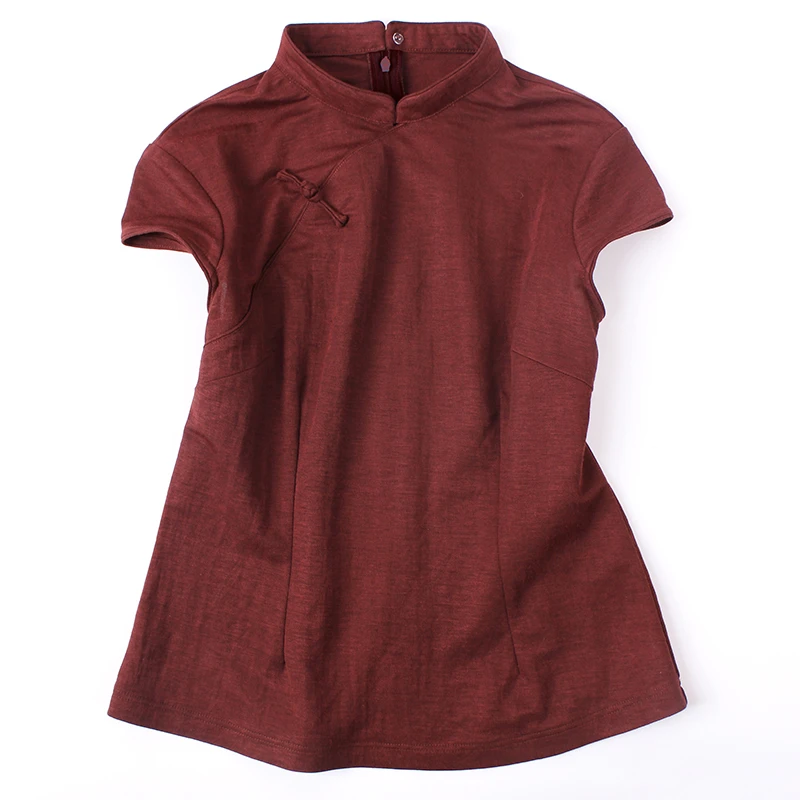 05433-2短旗袍改良新款小个子中式上衣女原创设计小众T恤针织唐装