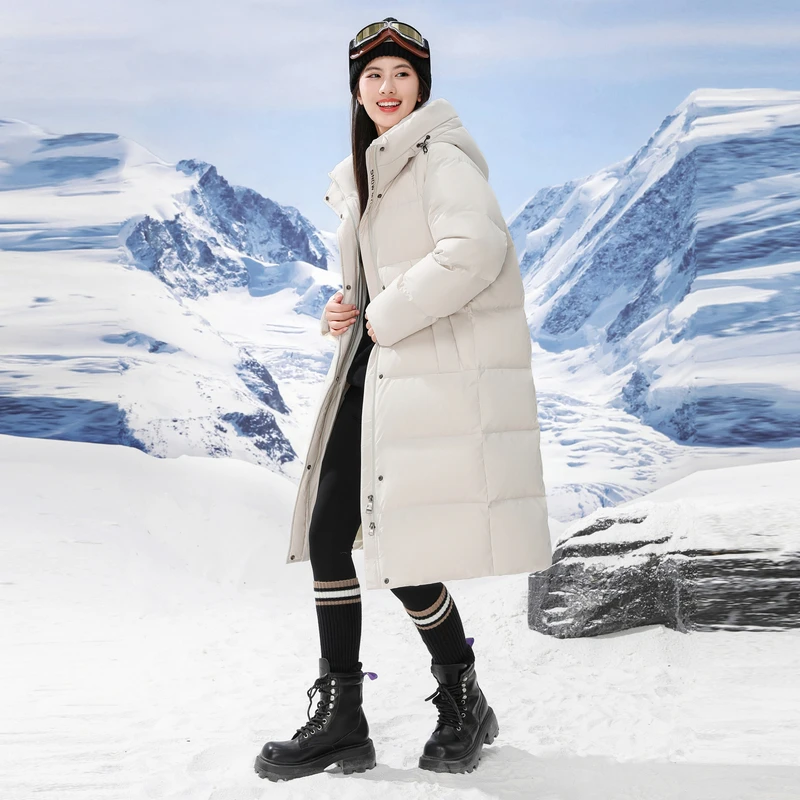 雪中飞长款连帽情侣款羽绒服X40146170FX【丽】