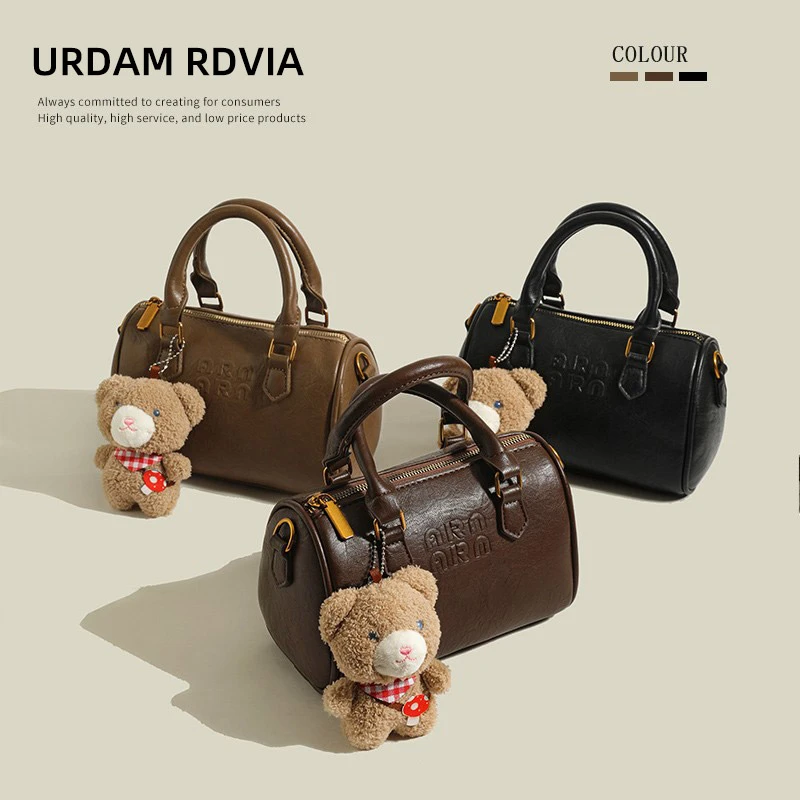 URDAM RDVIA手提包包女2024新款小众波士顿枕头包复古百搭斜挎包