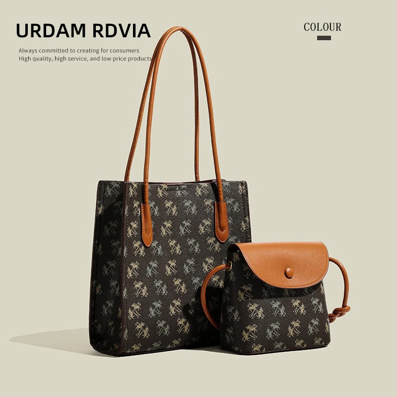 URDAM RDVIA轻奢小众印花托特包2024新款潮高级感百搭斜挎子母包