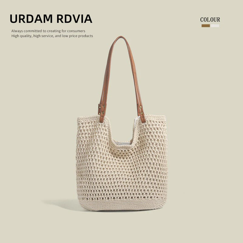 URDAM RDVIA镂空草编包女夏海边旅行慵懒编织包通勤大容量单肩包