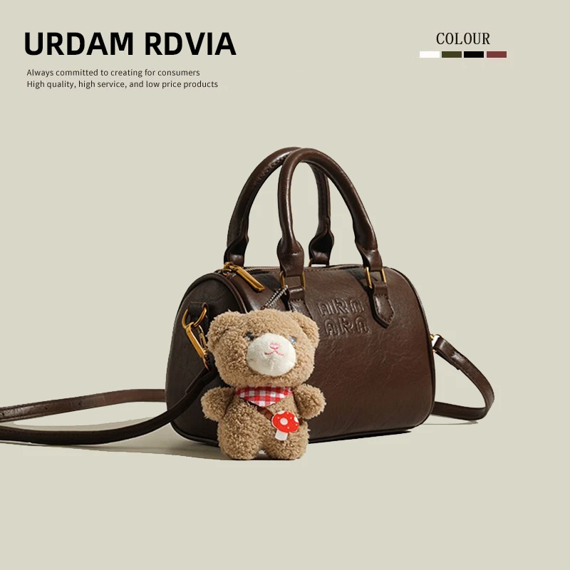 URDAM RDVIA包包女2024秋冬新款小众波士顿包复古手提斜挎枕头包
