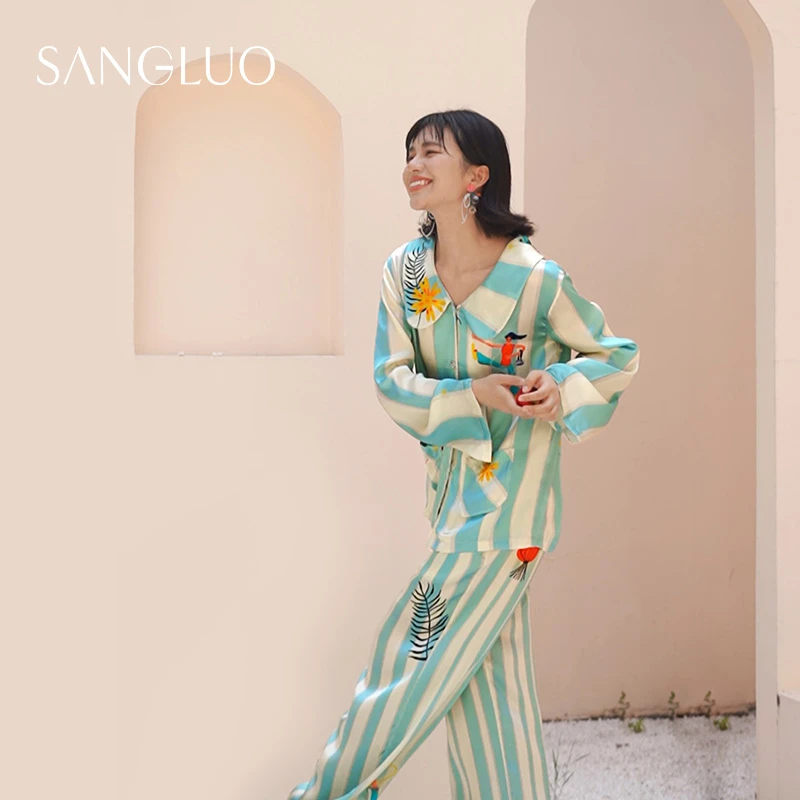 【达人专属】桑罗&孙佳艺联名真丝睡衣套装桑蚕丝家居服春夏新品