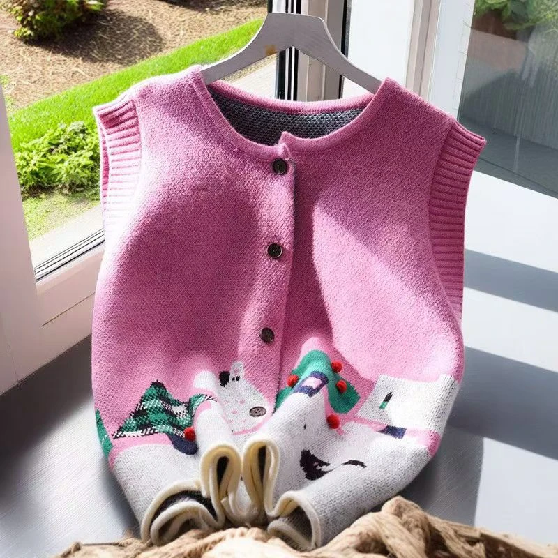 女童针织马甲儿童春宝宝秋洋气百搭马夹韩版秋冬新款外穿无袖