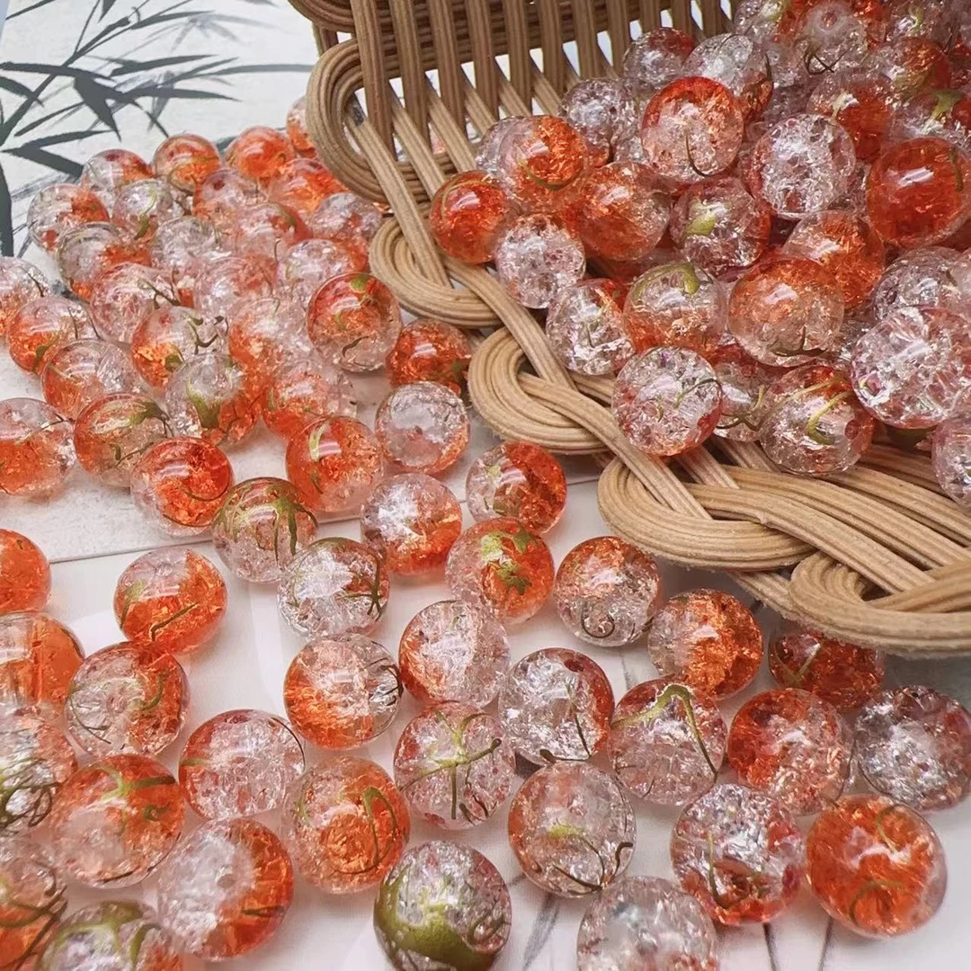 10MM橙色DIY琉璃珠手工手作饰品