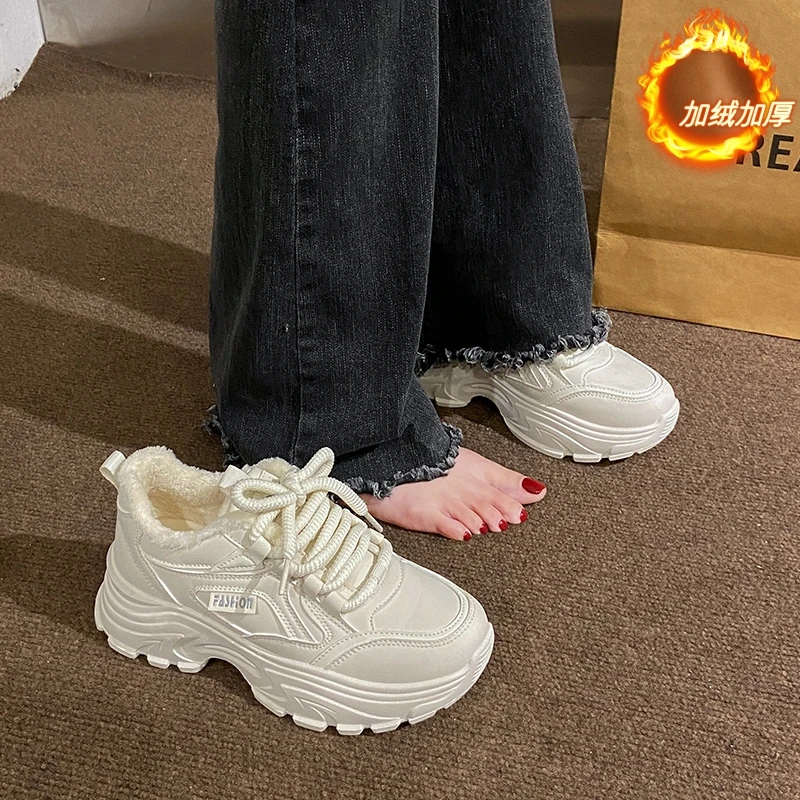 回力瑞休闲老爹鞋女2023新款女鞋百搭运动鞋秋季加绒加厚小白鞋女