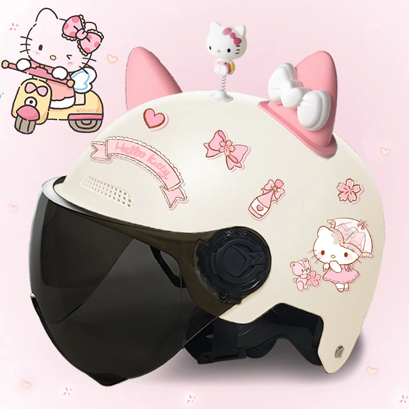 HelloKittyKT猫电动电瓶车头盔3C国标女士四季通用夏天防晒安全帽