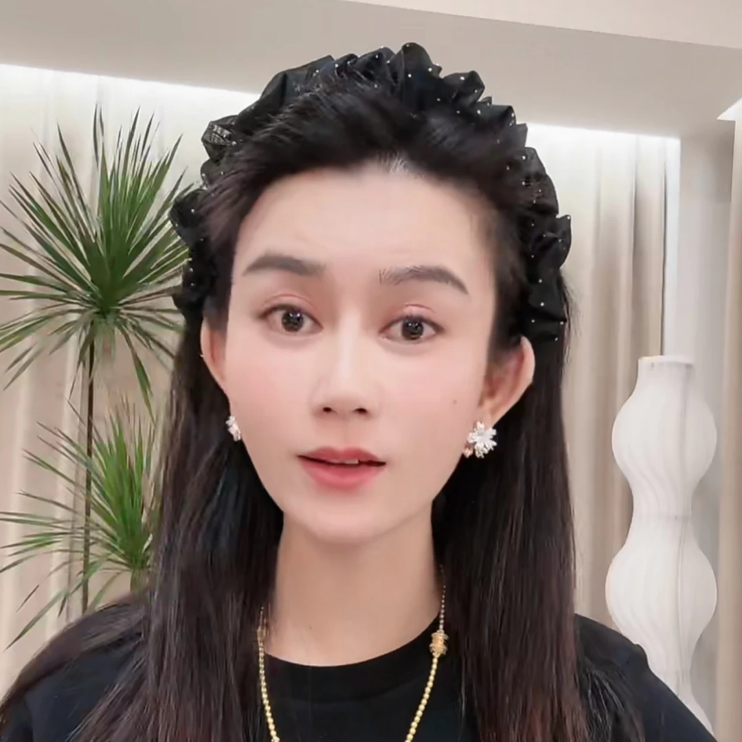 “流星雨”时尚黑色宽边褶皱高颅顶（发箍）