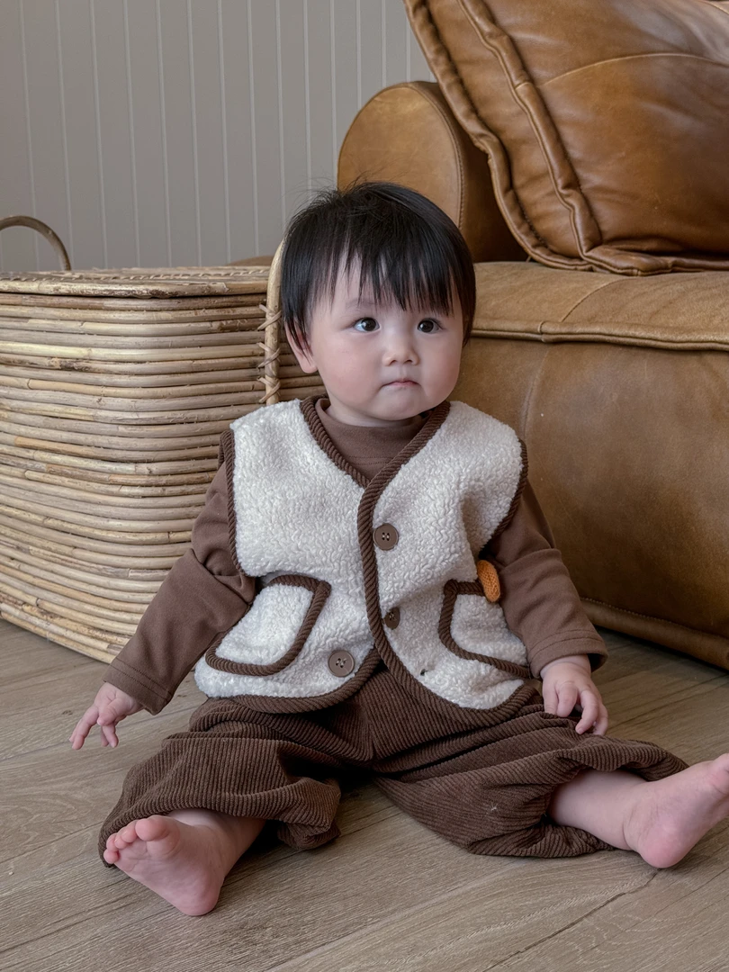 毛毛马甲小熊针织针织马甲儿童春秋洋气小童韩版婴儿秋季