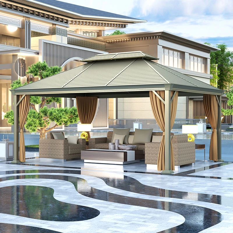 户外庭院凉亭室外园林铝合金亭子遮阳棚乡村新中式花园防腐木亭子