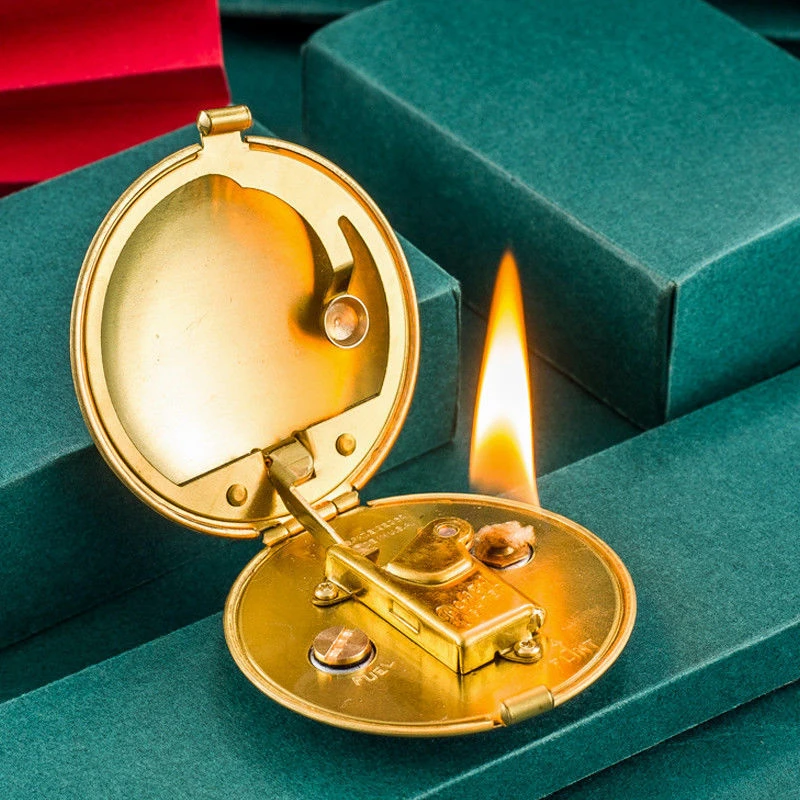 佐罗复古煤油打火机黄铜粉饼创意飞碟火机个性定制男士高档礼物