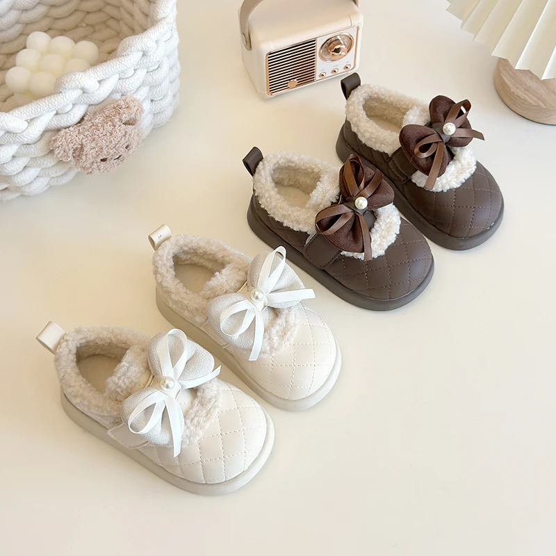 望舒家2024韩版女童公主大棉鞋冬季新款加绒毛毛鞋外穿保暖951