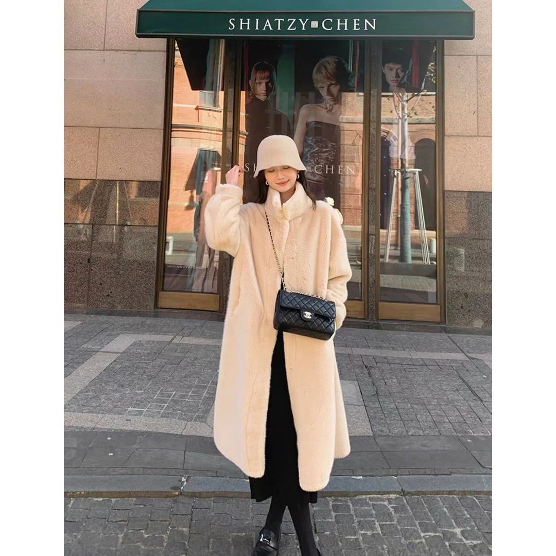 网红冬季大衣宽松慵懒风时尚保暖轻奢外套