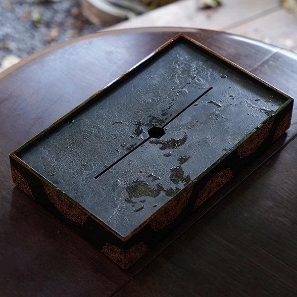 大树精选 |《方寸茶盘》大漆四方茶盘纯鎏银