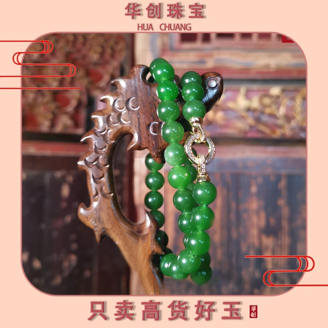 【华创珠宝】WQ01-阳绿-妈妈全珠链手工民族风女士复古时尚气质精美
