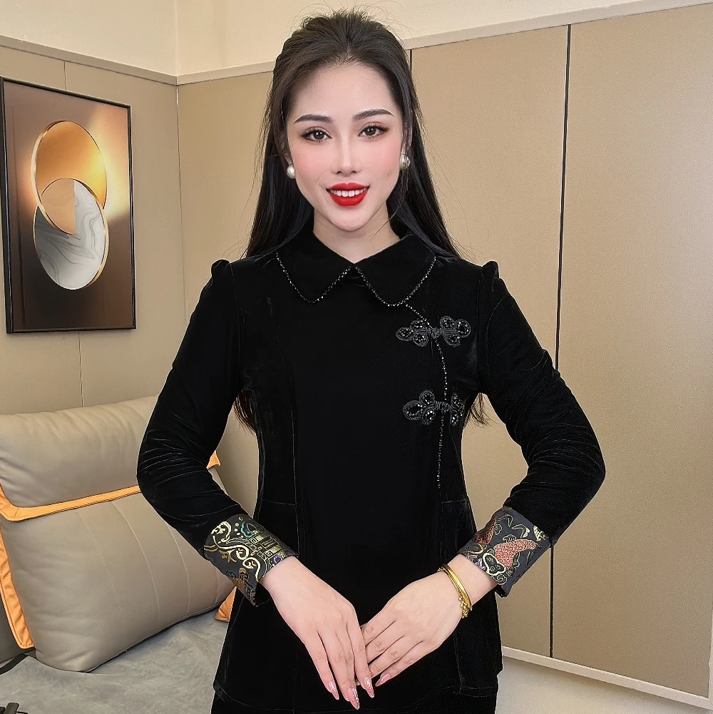 6639重工钉珠国风上衣气质中式显瘦时尚立领盘扣唐装新中式早春款