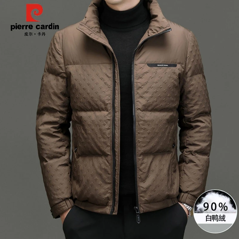 皮尔卡丹短款羽绒服男2024新款冬季白鸭绒加厚保暖立领面包服外套