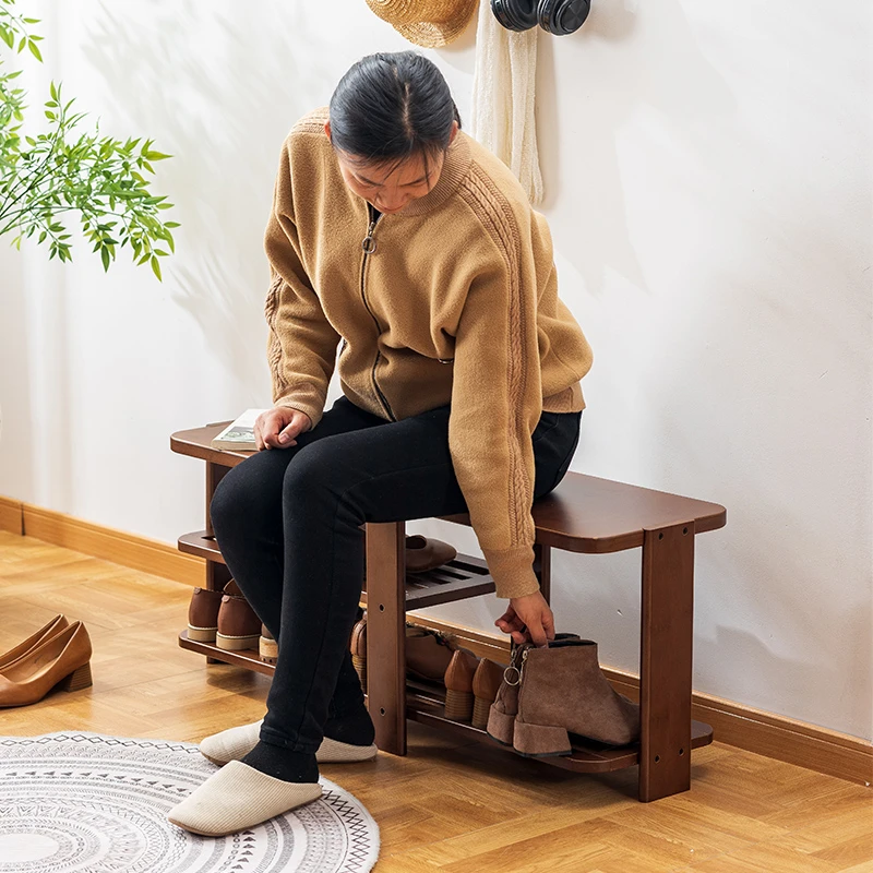 小竹匠换鞋凳玄关门厅穿鞋凳鞋架坐凳一体家用门口储物凳加厚