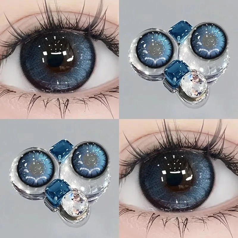 轻眸暗夜魔法蓝半年抛不伤眼近视隐形眼镜大小直径轻混血蓝色美瞳