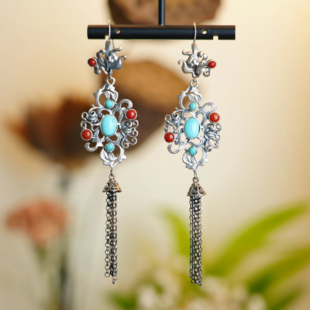 在忆 925银耳饰 【司音】古典民国风长款流苏耳饰