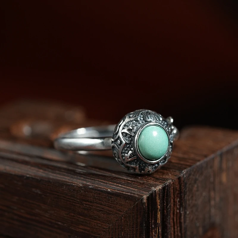 在忆 925银戒指 复古国风转经筒戒指