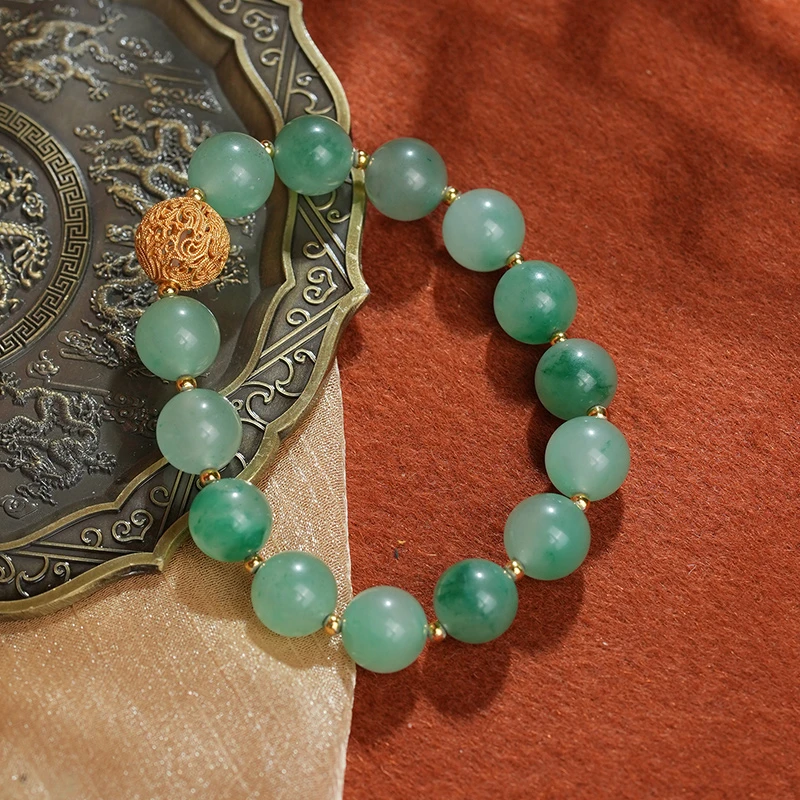 在忆 925银手链 【醉春风】绿色石英岩百搭国风珠串